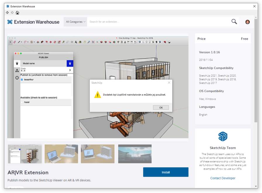 Obrázek 5 - Extension Warehouse, Install
