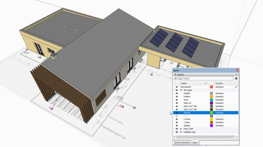 Tip pro práci ve SketchUpu - využití Značek (Hladin)