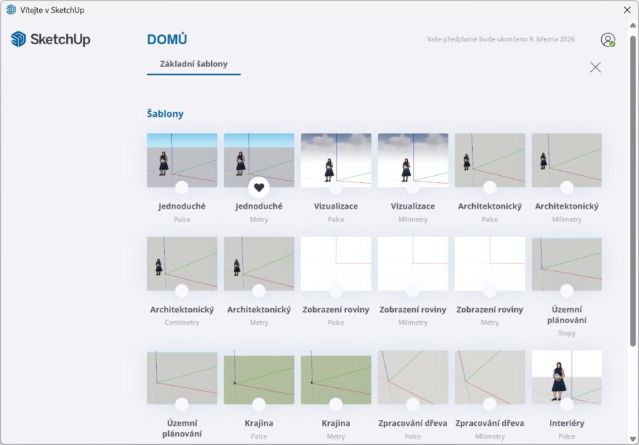 SketchUp 2026 - Sablony