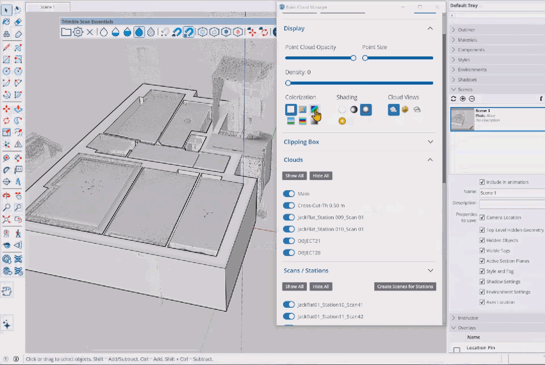 SketchUp 2026 - Správce scén